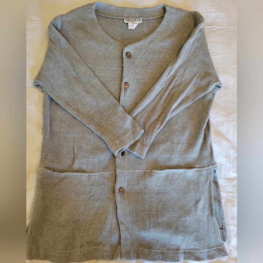 Timbuktu 100% Cotton Gray button-Up Cardigan
